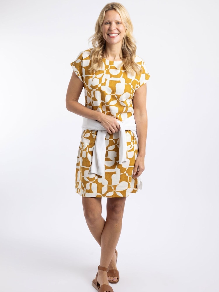 Weird Fish Yellow Orlando Printed Shift Dress - Image 2 of 7 Weird Fish Yellow Orlando Printed Shift Dress - Image 2 of 7