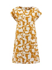 Weird Fish Yellow Orlando Printed Shift Dress - Image 6 of 7