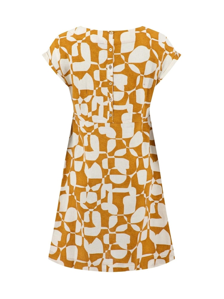 Weird Fish Yellow Orlando Printed Shift Dress - Image 7 of 7 Weird Fish Yellow Orlando Printed Shift Dress - Image 7 of 7
