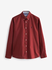 Dark Red Slim Fit Long Sleeve Oxford Shirt - Image 6 of 8