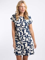 Weird Fish Blue Orlando Printed Shift Dress - Image 2 of 7