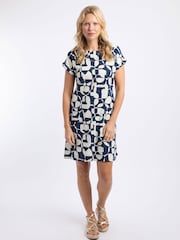 Weird Fish Blue Orlando Printed Shift Dress - Image 4 of 7