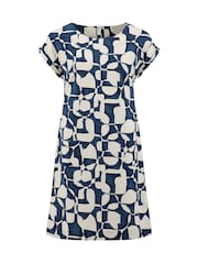 Weird Fish Blue Orlando Printed Shift Dress - Image 6 of 7