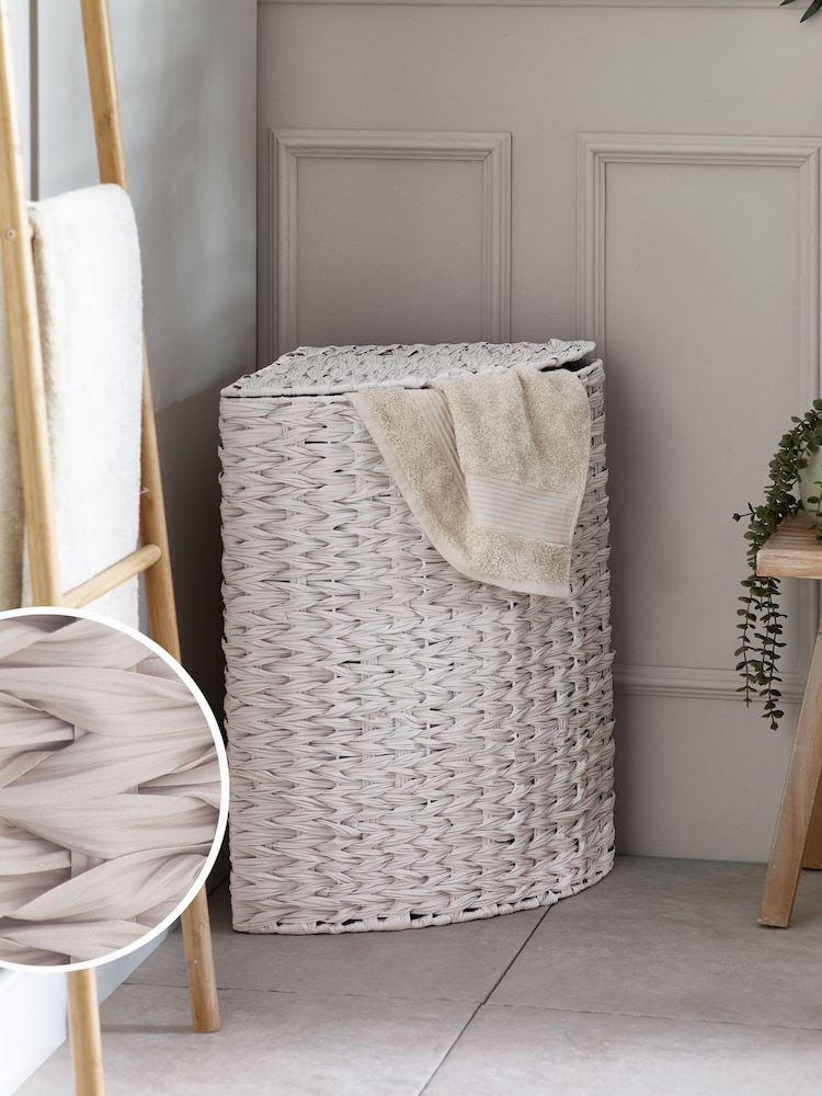 Cream Hepworth Wicker Corner Hamper Laundry - Image 1 of 5