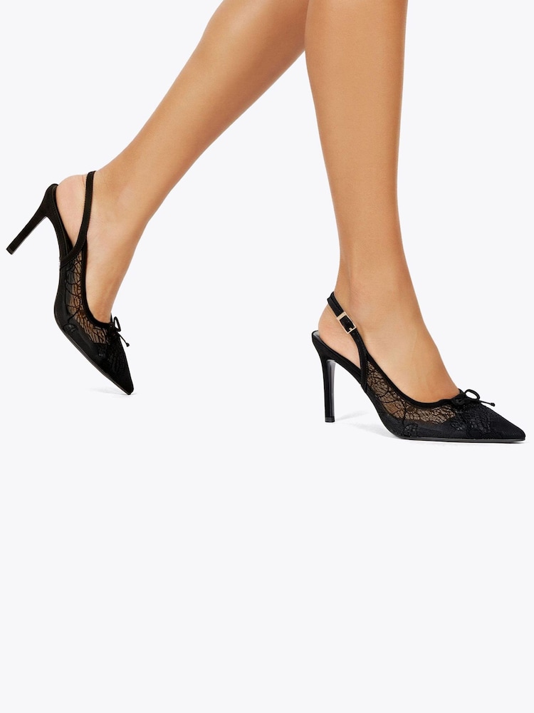 Carvela Black Positano Lace Sling High Shoes - Image 2 of 5