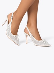 Carvela White Positano Lace Sling High Shoes - Image 2 of 5