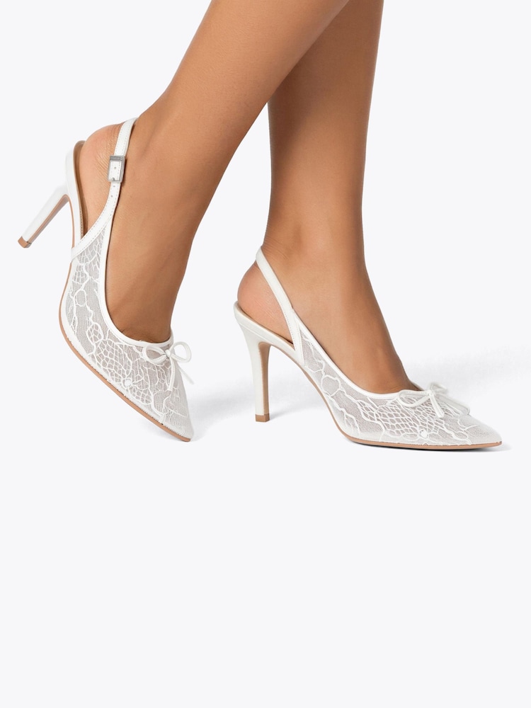 Carvela White Positano Lace Sling High Shoes - Image 2 of 5 Carvela White Positano Lace Sling High Shoes - Image 2 of 5