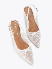 Carvela White Positano Lace Sling High Shoes - Image 3 of 5
