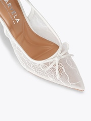 Carvela White Positano Lace Sling High Shoes - Image 4 of 5