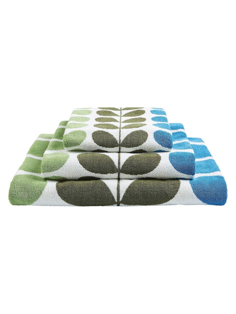 Orla Kiely Green Trio Stem 100% Cotton Towel - Image 3 of 4
