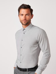Grey Slim Fit Single Cuff Easy Care Shirts 3 Pack - Image 4 of 15