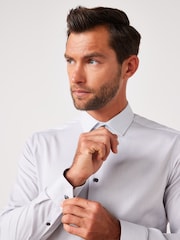 Grey Slim Fit Single Cuff Easy Care Shirts 3 Pack - Image 6 of 15