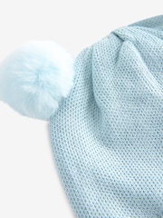 Pale Blue Double Pom Knitted Baby Hat (0mths-2yrs) - Image 2 of 4