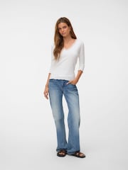VERO MODA White Lace Trim V-Neck Top - Image 2 of 6