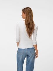 VERO MODA White Lace Trim V-Neck Top - Image 3 of 6