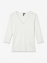 VERO MODA White Lace Trim V-Neck Top - Image 5 of 6