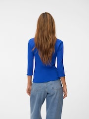 VERO MODA Blue Lace Trim V-Neck Top - Image 3 of 6