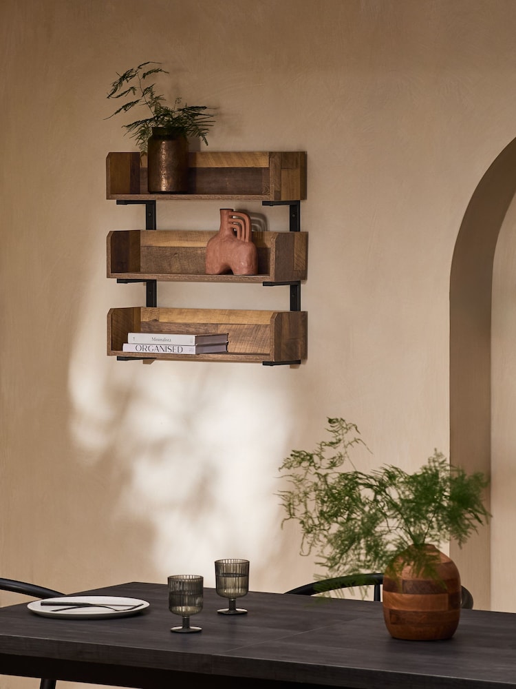 Dark Natural Bronx 3 Tier Stacking Wall Shelves - Image 1 of 7