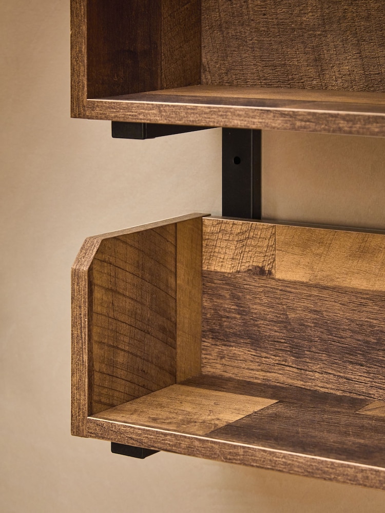 Dark Natural Bronx 3 Tier Stacking Wall Shelves - Image 4 of 7