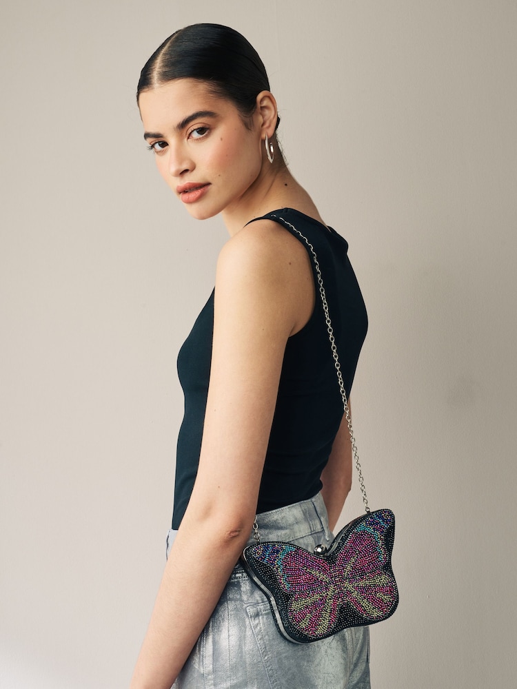 Multi Pink Butterfly Clutch - Image 1 of 7
