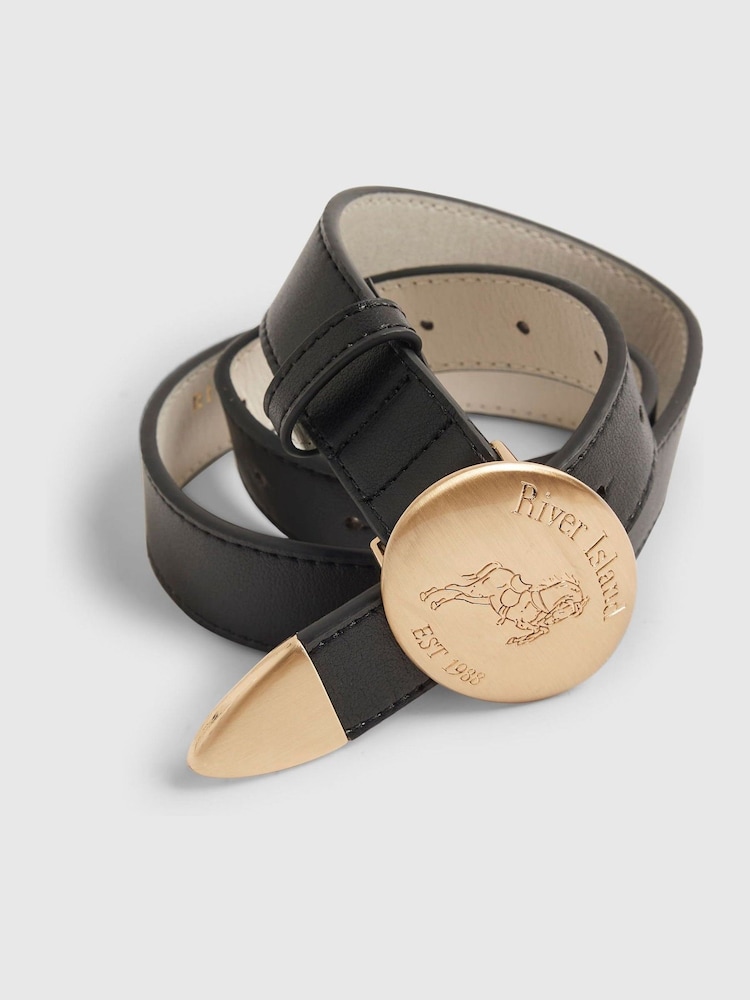 River Island Black Olivia Attwood Horse Buckle Belt - Image 2 of 2 River Island Black Olivia Attwood Horse Buckle Belt - Image 2 of 2