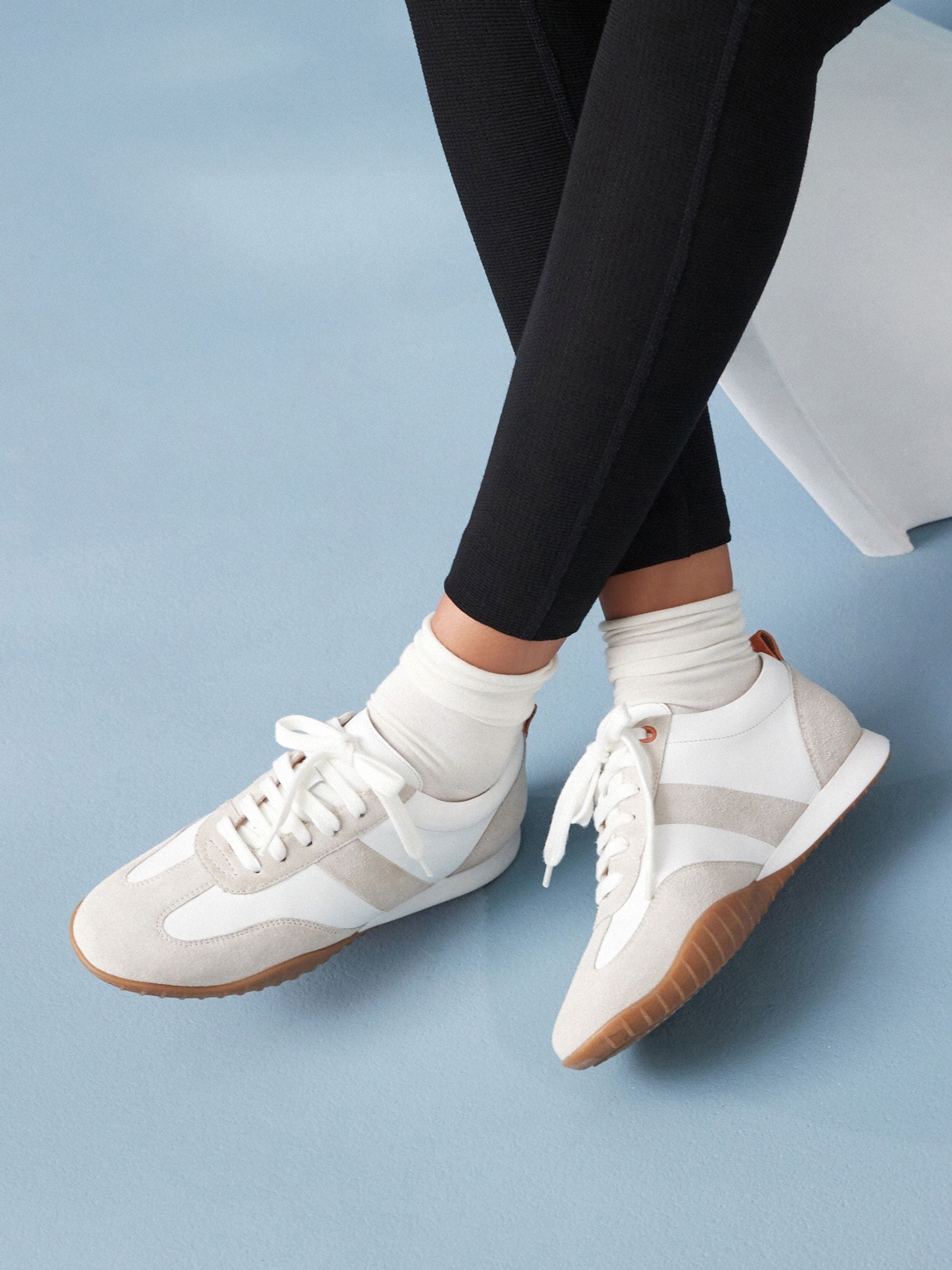 White retro trainers store