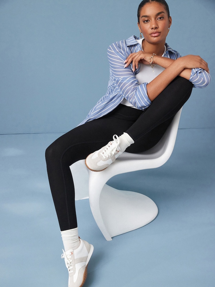 White Signature Leather Slim Sole Retro Trainers - Image 3 of 10