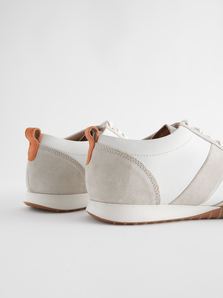 White Signature Leather Slim Sole Retro Trainers - Image 8 of 10