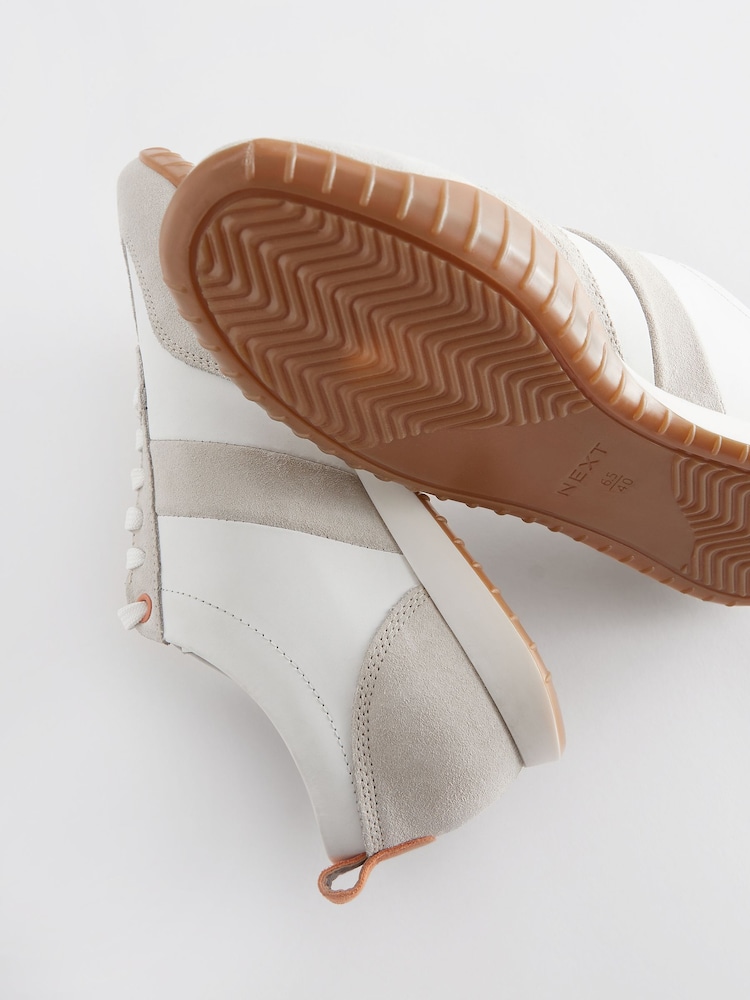 White Signature Leather Slim Sole Retro Trainers - Image 9 of 10