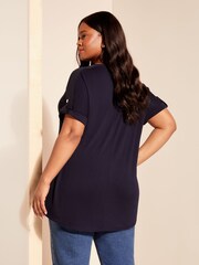 Curves Like These Navy Blue Turn Back Sleeve Tunic - Image 4 of 4
