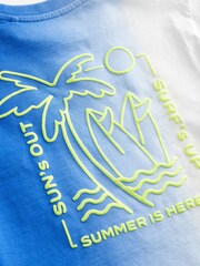 Blue/White Back Print 100% Cotton Short Sleeve T-Shirt (3mths-7yrs) - Image 6 of 6