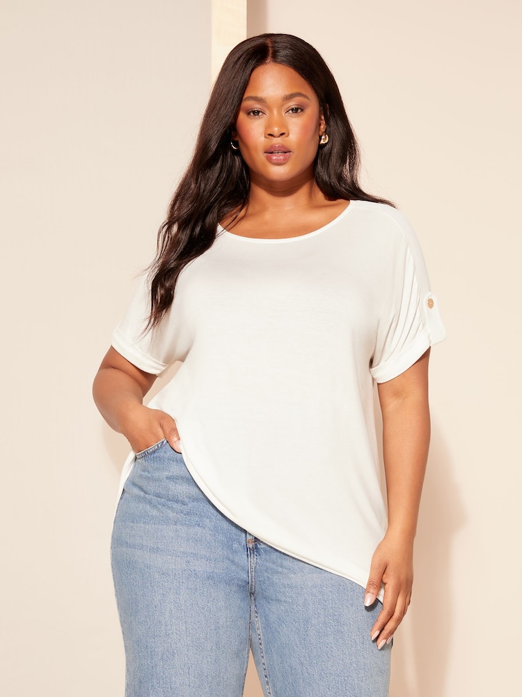 Curves Like These Ivory Turn Back Sleeve Tunic - Image 1 of 4