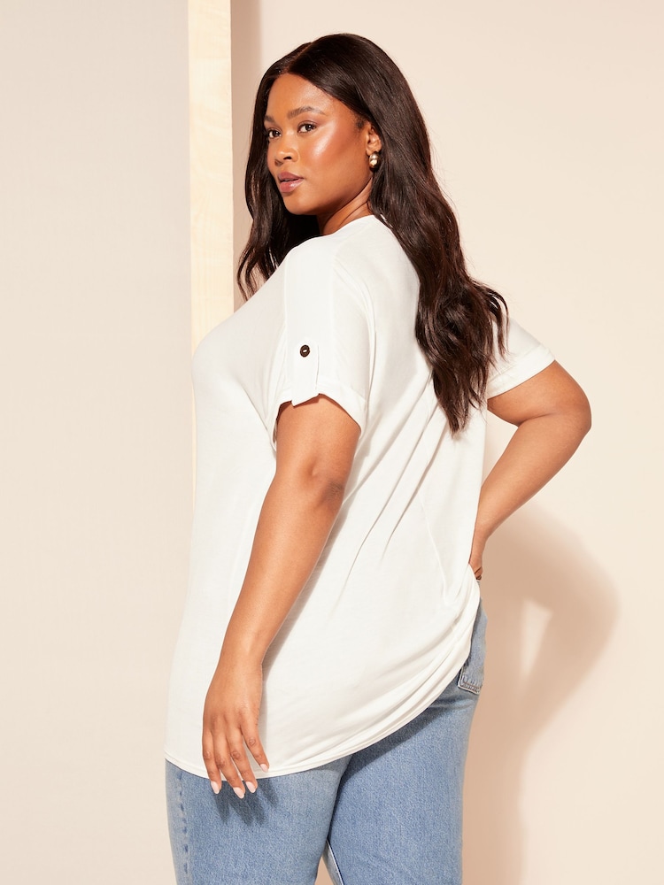 Curves Like These Ivory Turn Back Sleeve Tunic - Image 4 of 4
