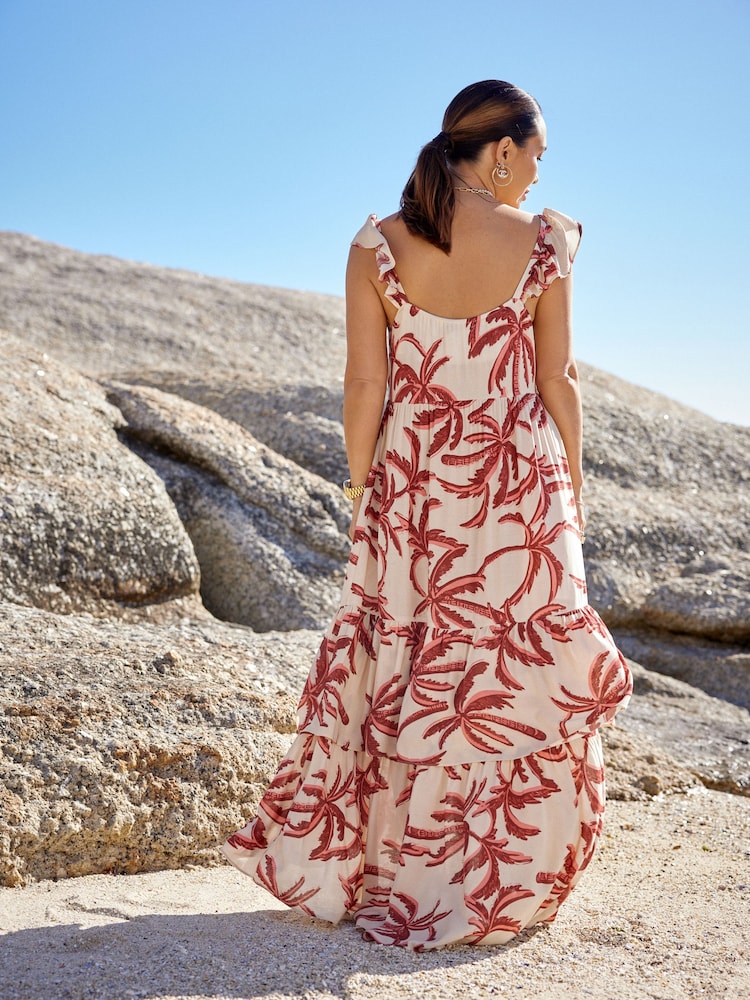 Myleene Klass Cream Palm Printed Tiered Sun Dress - Image 2 of 2