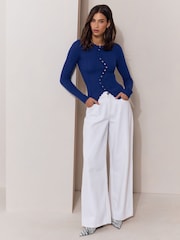 Lipsy Cobalt Blue Long Sleeve Stud Detail Jumper - Image 2 of 5
