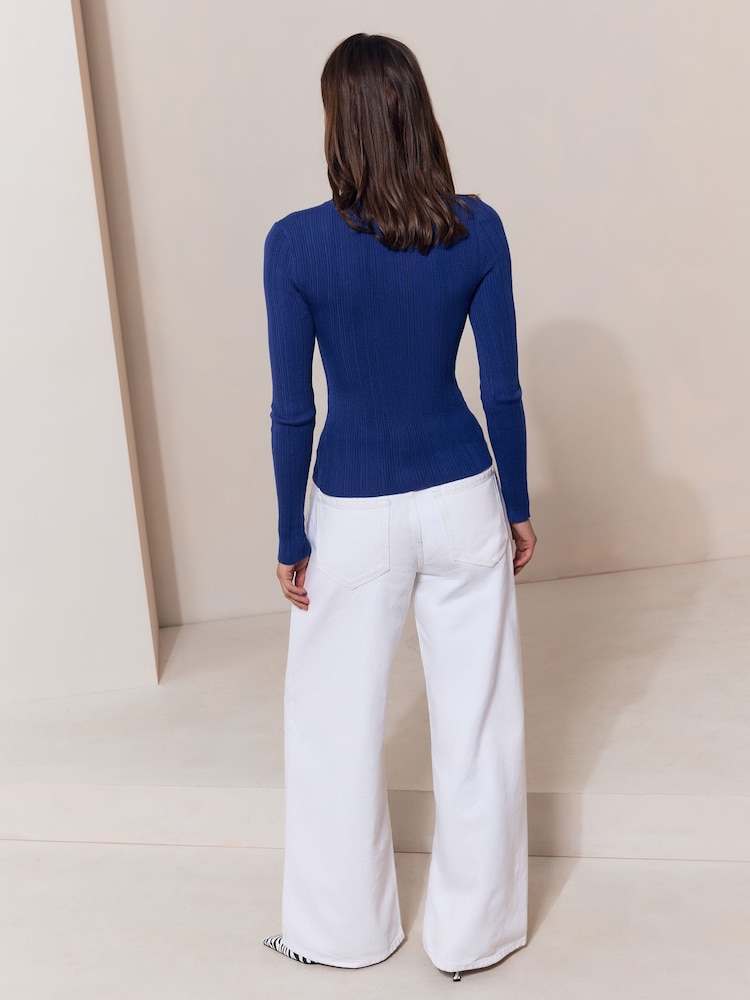 Lipsy Cobalt Blue Long Sleeve Stud Detail Jumper - Image 5 of 5