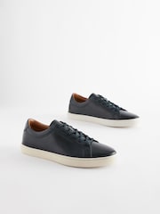 Navy Blue Leather Trainers - Image 1 of 6