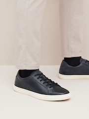 Navy Blue Leather Trainers - Image 2 of 6
