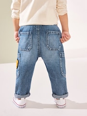 Mid Blue Denim with Tiger 100% Cotton Cargo Jeans (3mths-7yrs) - Image 3 of 7