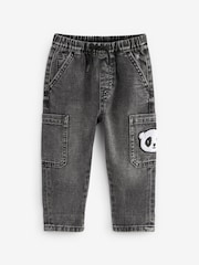 Black Denim with Panda 100% Cotton Cargo Jeans (3mths-7yrs) - Image 6 of 8