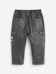 Black Denim with Panda 100% Cotton Cargo Jeans (3mths-7yrs) - Image 7 of 8