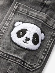 Black Denim with Panda 100% Cotton Cargo Jeans (3mths-7yrs) - Image 8 of 8