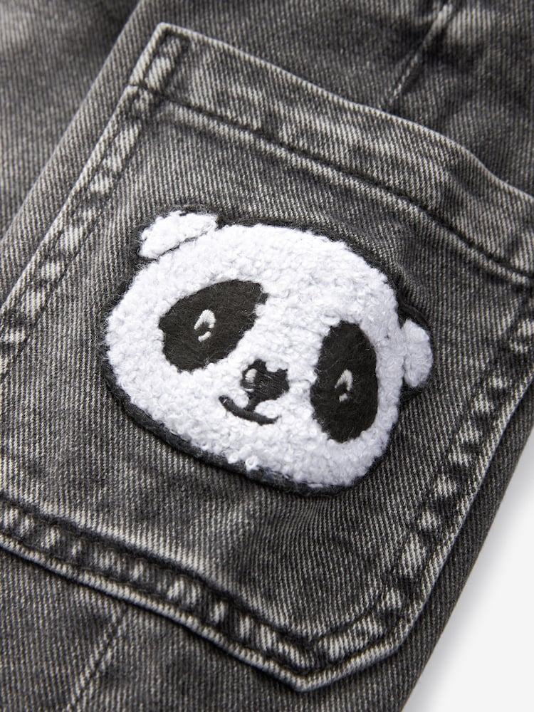 Black Denim with Panda 100% Cotton Cargo Jeans (3mths-7yrs) - Image 8 of 8