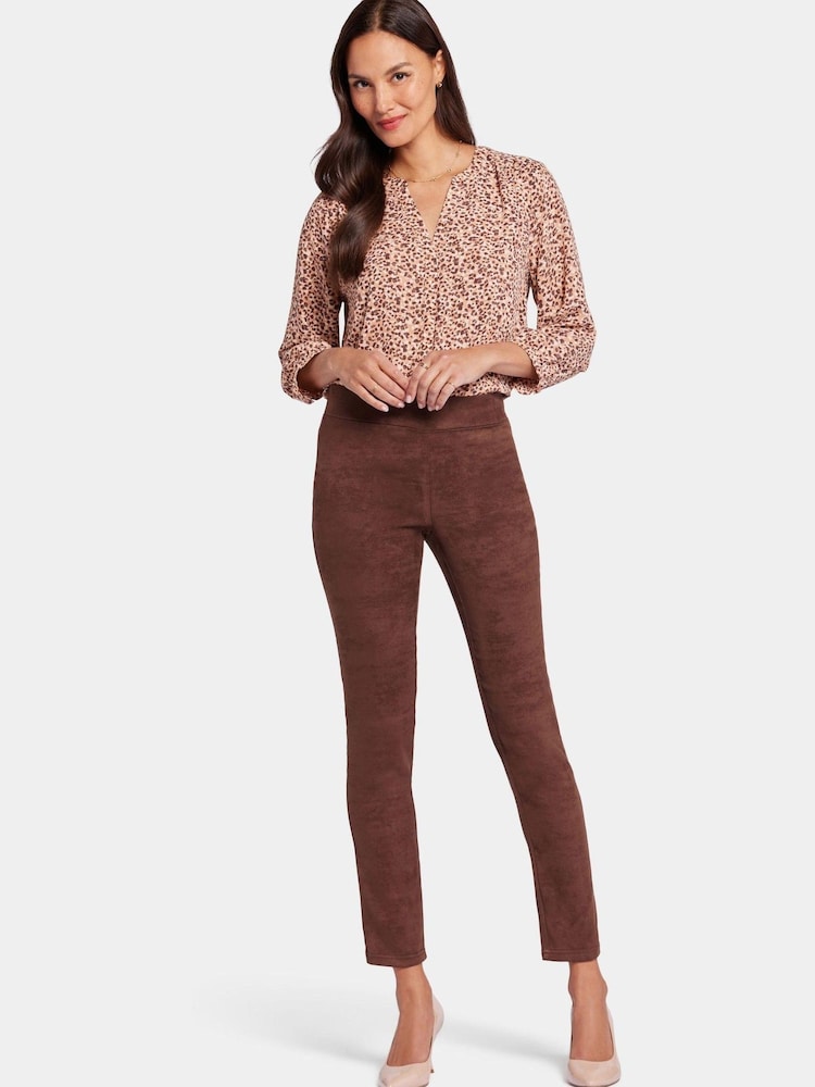 NYDJ Faux Suede Brown Leggings - Image 1 of 3