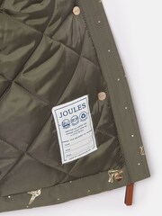 Joules Girls' Alix Khaki Green Printed Waterproof Parka Coat - Image 4 of 6