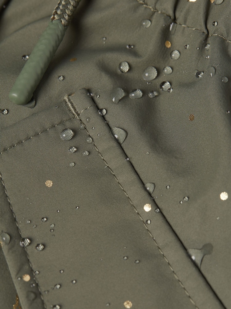 Joules Girls' Alix Khaki Green Printed Waterproof Parka Coat - Image 6 of 6 Joules Girls' Alix Khaki Green Printed Waterproof Parka Coat - Image 6 of 6