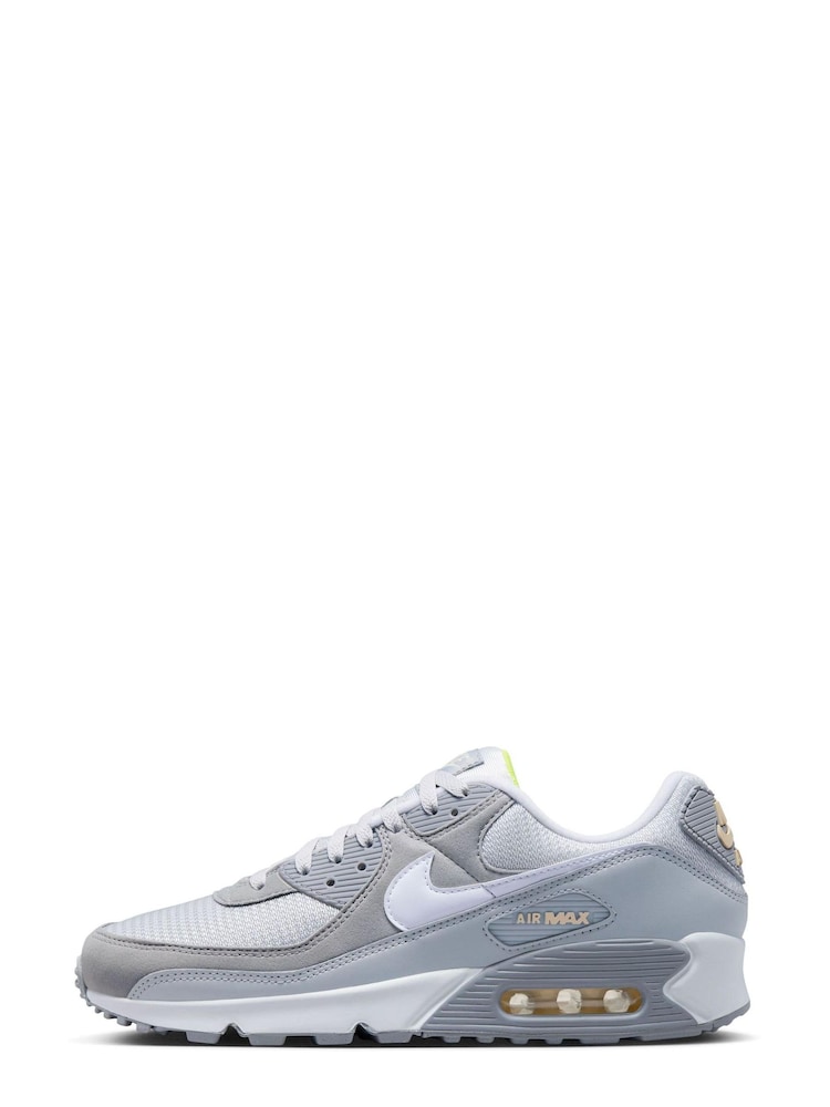Nike Light Grey Air Max 90 Trainers - Image 2 of 10