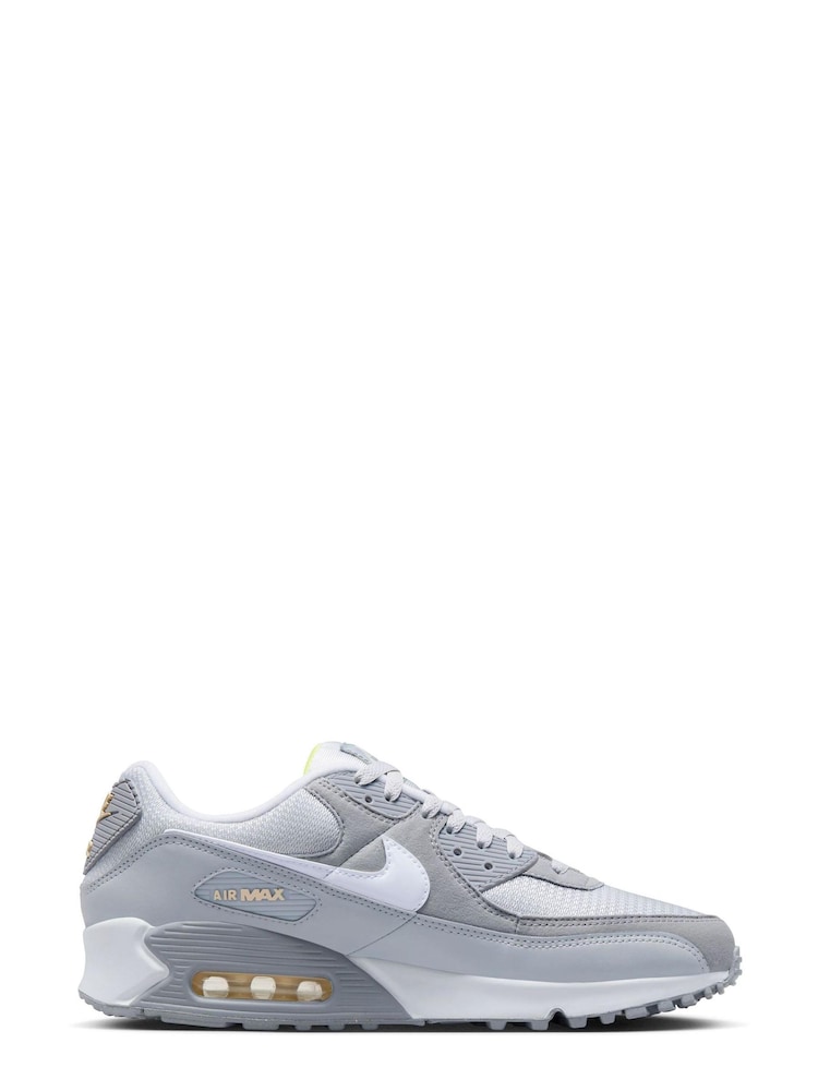Nike Light Grey Air Max 90 Trainers - Image 3 of 10