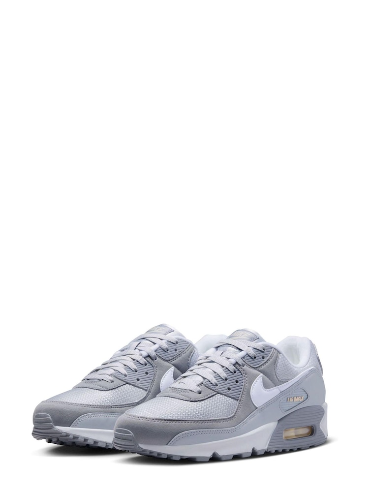 Nike Light Grey Air Max 90 Trainers - Image 5 of 10
