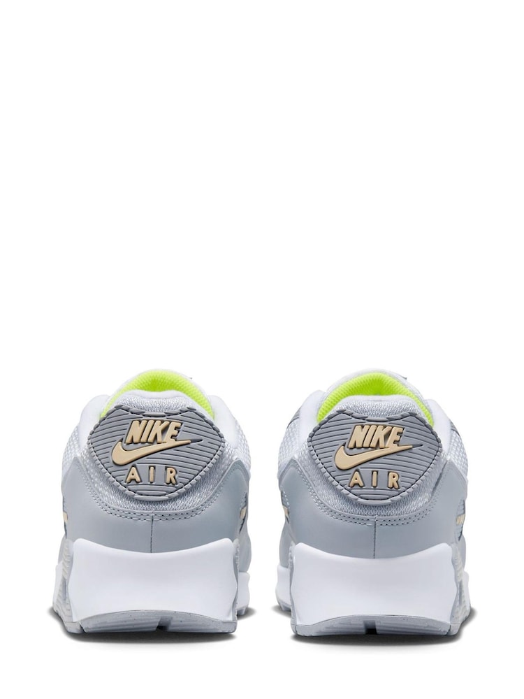 Nike Light Grey Air Max 90 Trainers - Image 7 of 10